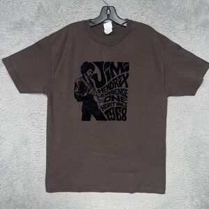 VTG Allstyle Jimi‎ Hendrix Experience T Shirt Sz L Brown One Night Only Felt Tee